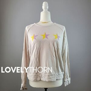 SUNDRY // super soft violet & yellow star pullover sweatshirt